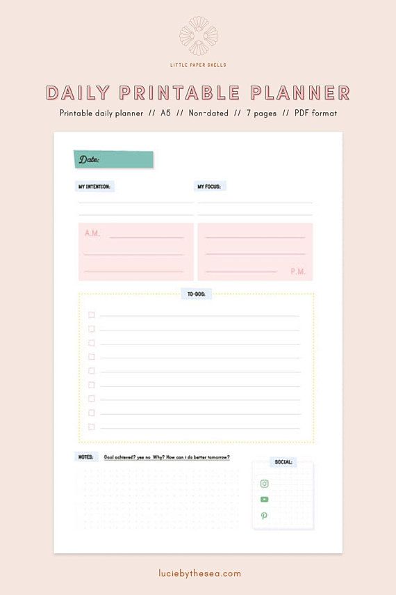 printable planner insert daily planner insert non dated a5 pdf