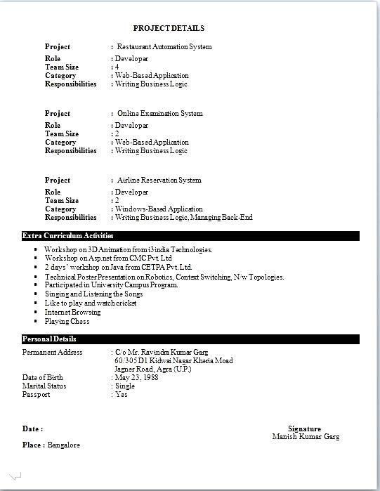 be resume format