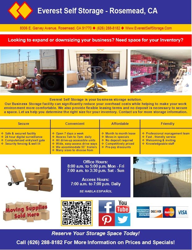 if you know a friend family member or business owner who can use storage flyer