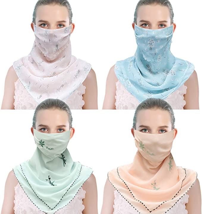 Headwear for Women,2 Pcs Fashion Chiffon Bandanas Outdoors Sun UV Protection Neck Gaiter Neckerchief