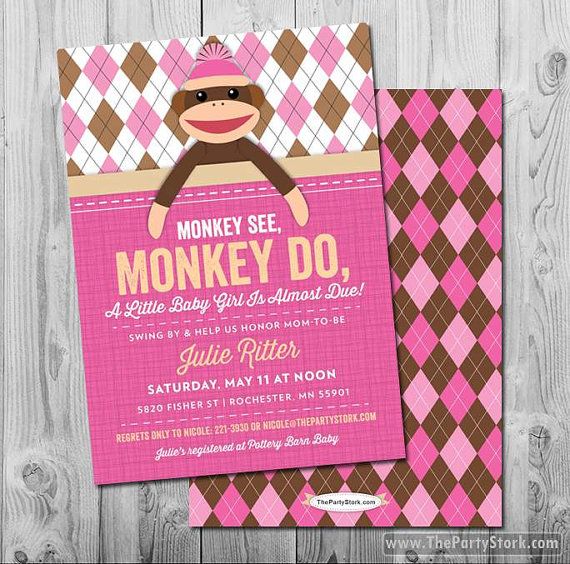 pink sock monkey baby shower sock monkey pink baby shower party