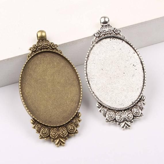 10pcs 25mm Antique Round Plain Pendant Base Setting Cabochon Pendant Blank Tray