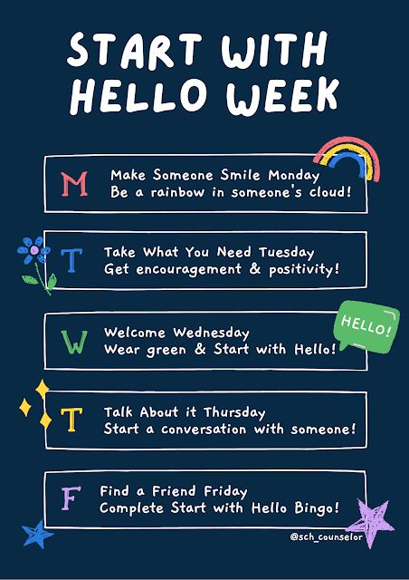 A Poster With The Words Start With Hello Week a-poster-with-the-words-start-with-hello-week