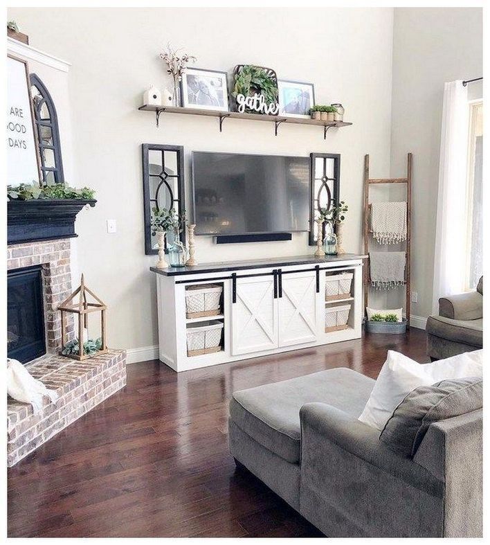 100 Best Farmhouse Living Room Tv Stand Design Ideas 48 100 Best Farmhouse Living Room Farm House Living Room Living Room Tv Stand Apartment Living Room