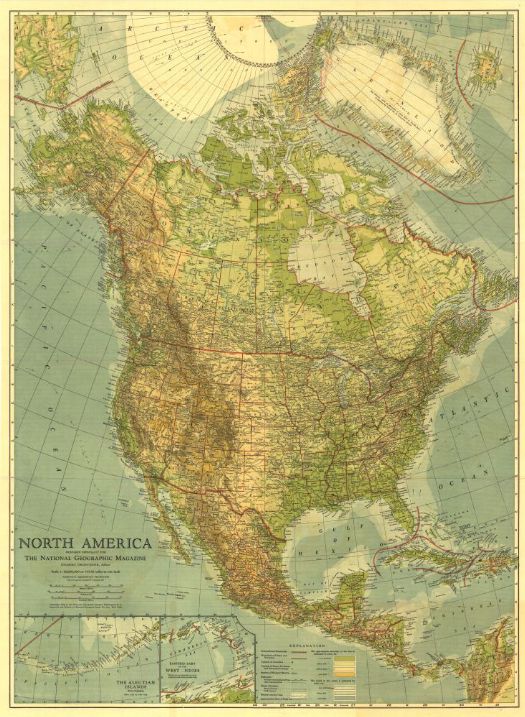 north america map 1924 by national geographic