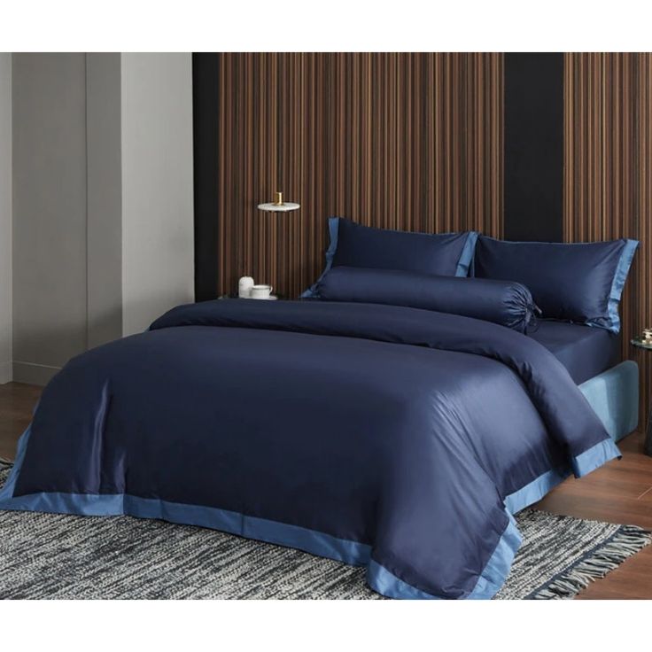 King Hotelier Prestigio Supima Cotton 5 Pc Bedding Set Royal Azure In 2021 Bed How To Make Supima Cotton 5 Pc Bedding Set, Short King Bed Sheets