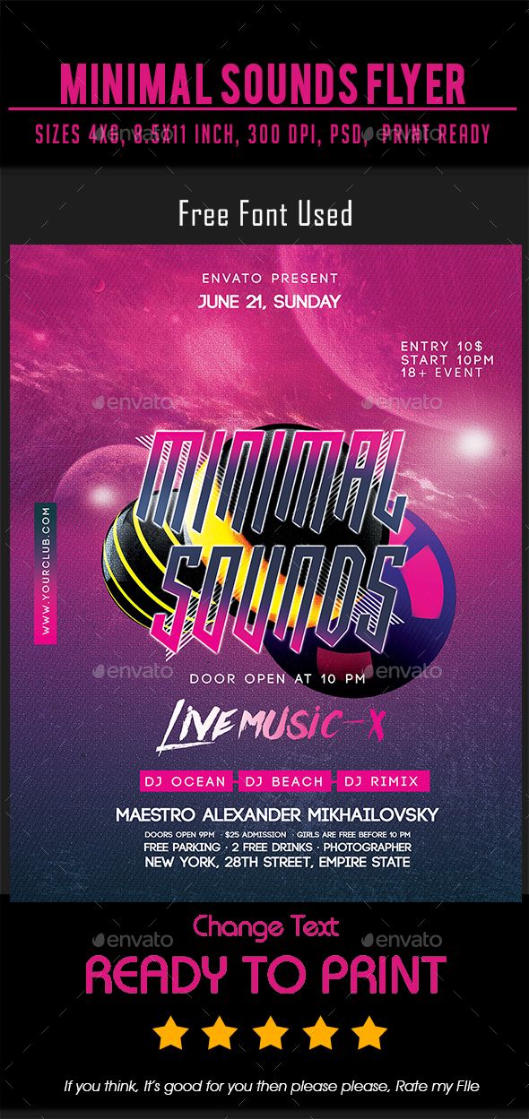 minimal sounds flyer events flyers ready to use template you