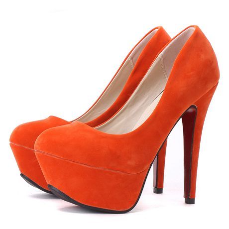 orange pump shoes