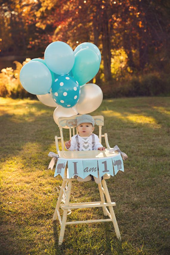 1st Birthday Boy / I AM ONE Highchair Banner / I am 1 High chair Banner / First birthday elephant / First birthday banner / Highchair banner