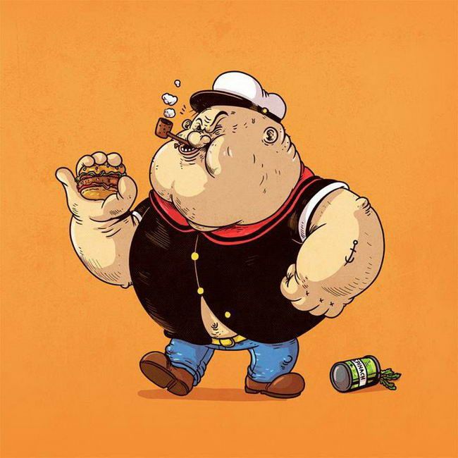 Bodybuilderin Taetowierte Cartoon Lutschen