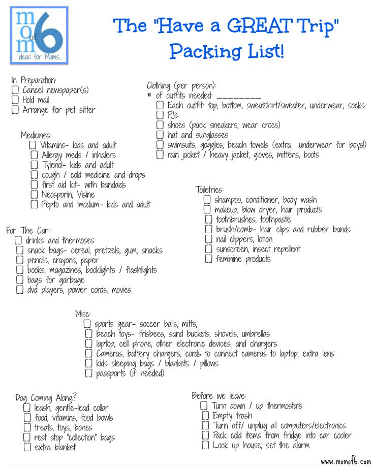 beach vacation travel checklist