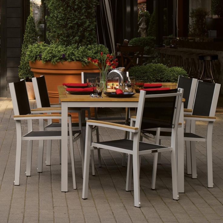 15 Best Sling Patio Furniture Images On Dining Patio Dining Set Seats 6 The Oxford Garden Travira 63 In Proves That Just Because It S Made For Outdoors