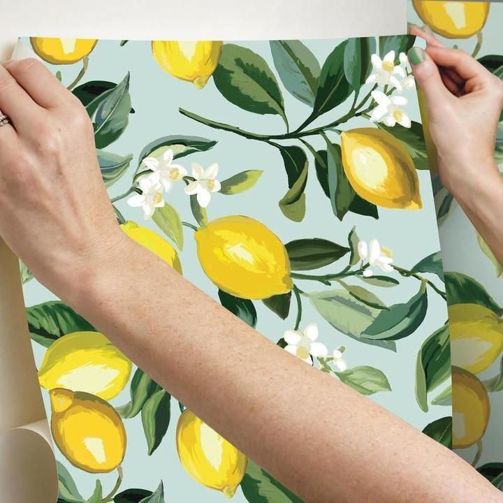 Mystyle Zest Peel And Stick Strippable Wallpaper Covers 28 2 Sq Ft Ms3940hd The Home Depot Fruit Wallpaper Yellow Wallpaper Brewster Wallpaper