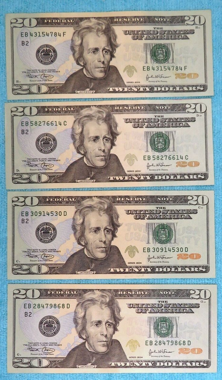 2004 20 FRN Federal Reserve Note (4notes) US Paper Money Ideas of 2004 20 FRN Federal Reserve Note (4notes) US Paper Money Ideas of