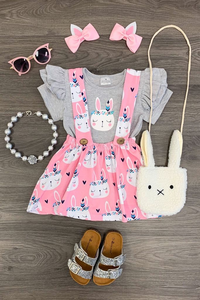 Girls Easter BUNNY Rabbit Costume Fancy Dress 12/" Polka Dot Skirt Accessory Set