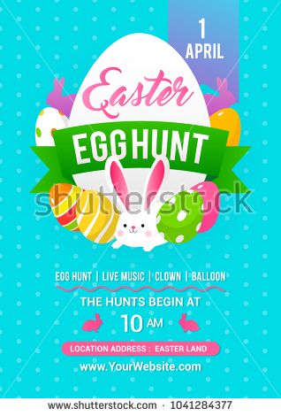 easter egg hunt poster vector illustration colorful easter eggs egg hunt background