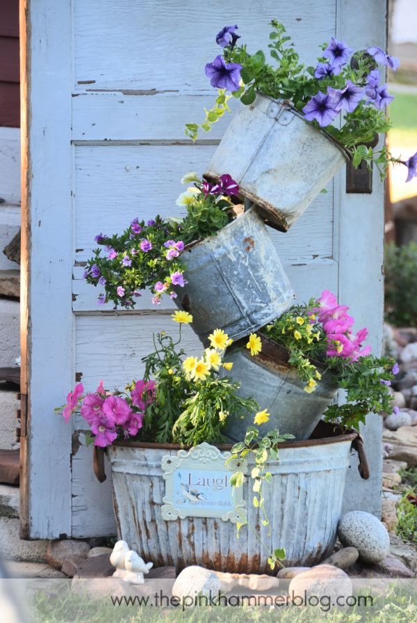 Primitive Tipsy Pot Planters DIY Rustic Garden Decor Primitive Tipsy Pot Planters DIY Rustic Garden Decor