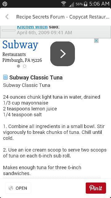 Subway tuna - Copycat recipes #fishrecipe #tunafish # ...