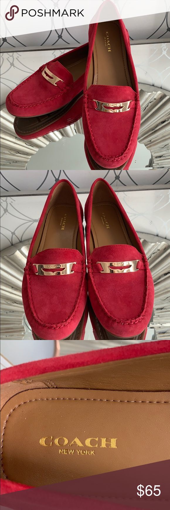coach red flat shoes