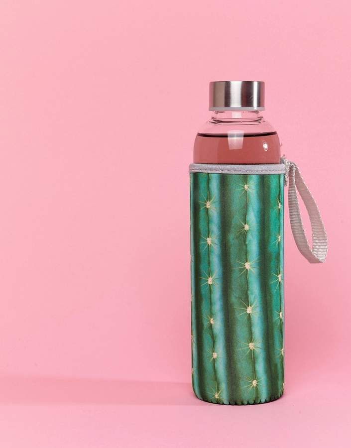 Kikkerland Cactus Glass water Bottle Kikkerland Cactus Pillow | Best gifts