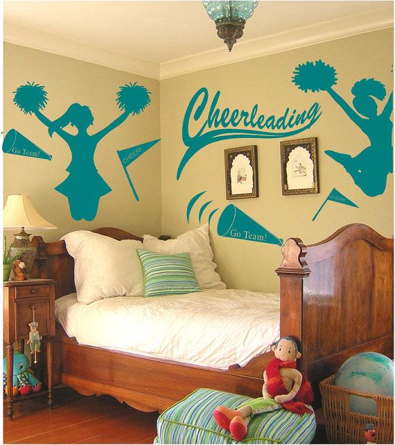 cheerleading wall decal set // cheerleader dancer sports sticker