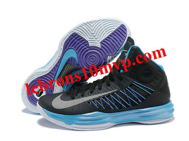 Authentic Nike 2013 Womens Lunar Hyperdunk Basketball Shoes Sport Pack Black Metallic Silver Blue Glow For Wholesale