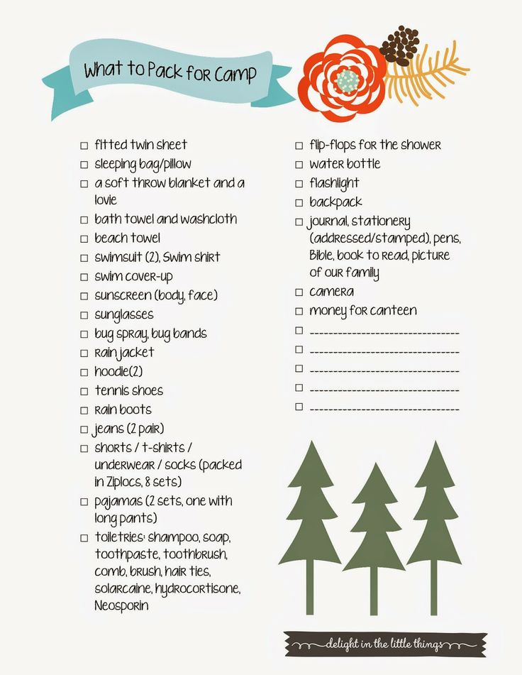 cub scout camping list