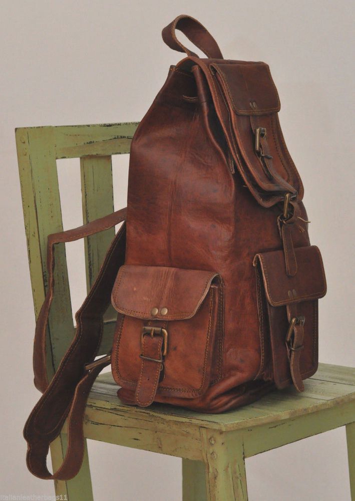 Men/'s Women/'s Genuine Leather Big Large backpack Rucksack Laptop Collage Bag