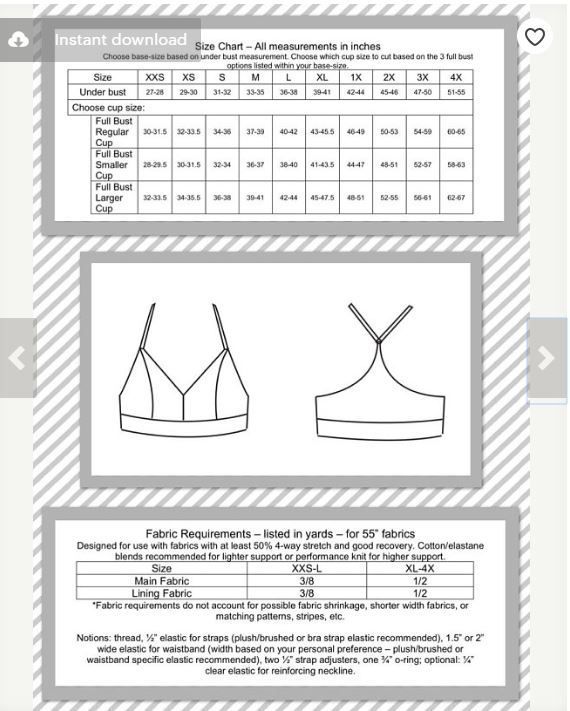 pdf sewing pattern ororo bralette release and sale by rad ororo size chart