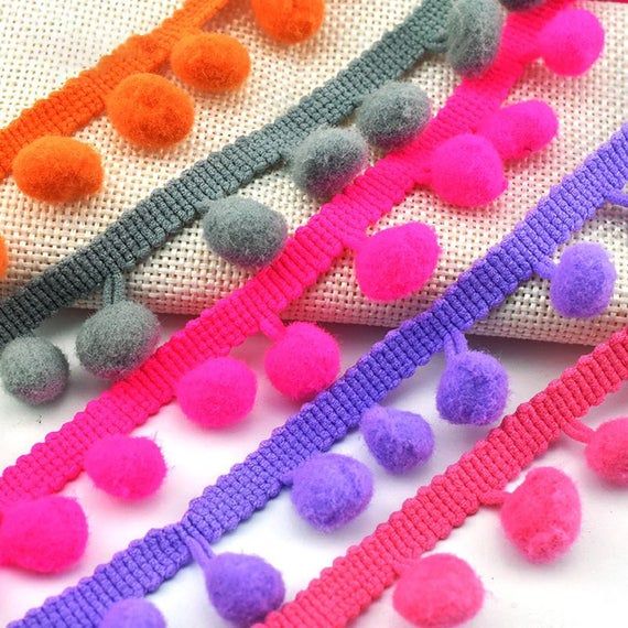 Violet Pom Pom Trim Sold per metre