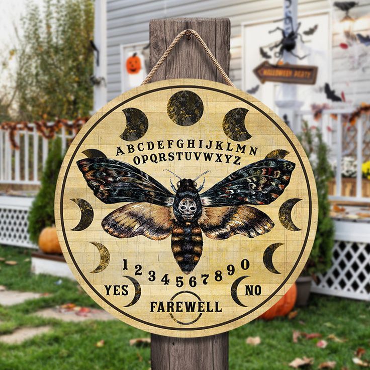 Witch Moth Ouija Board Custom Wood Circle Sign Halloween Decorations In 2022 | Custom Wood, Wood Circles, Halloween Decorations