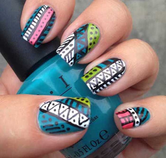 Cool Latest Nail Art Designs | Aztec nails, Aztec nail art, Tribal nails