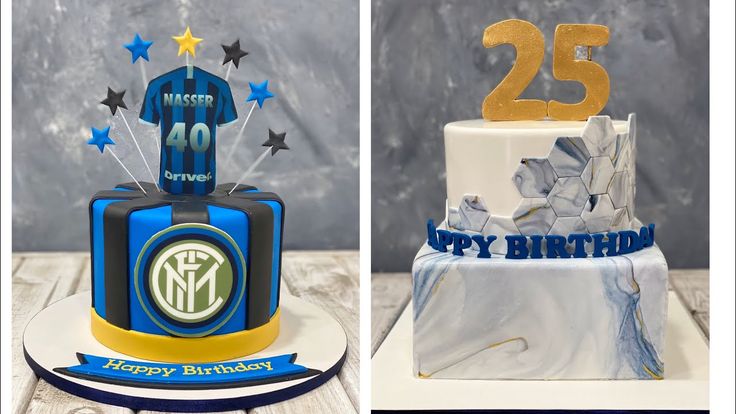 Inter Milan Soccer Team Cake | Marble Cake with Geometric Pattern Cake