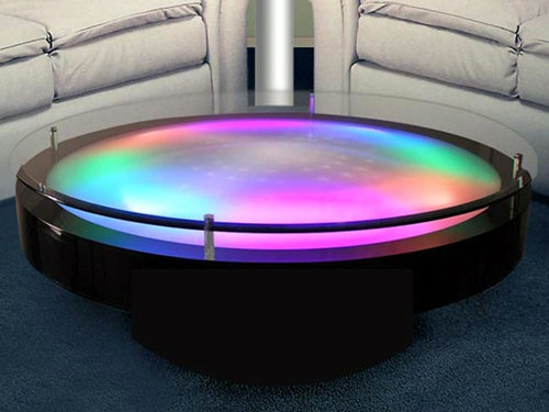 Modern Exclusive Led Light Cocktail Tables Diffe Effects Interior Design Center Acrylic Coffee Table Round Contemporary Modern Exclusive Led Light Cocktail, Led Lit Coffee Table