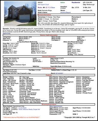 real estate listing sheet