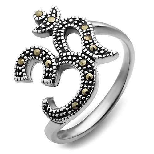 925 Oxidized Sterling Silver Calligraphy Style Yoga Aum Om Ohm Sanskrit Band Ring Unisex Size 8 925 Oxidized Sterling Silver Calligraphy Style Yoga Aum Om Ohm Sanskrit Band Ring Unisex Size 8