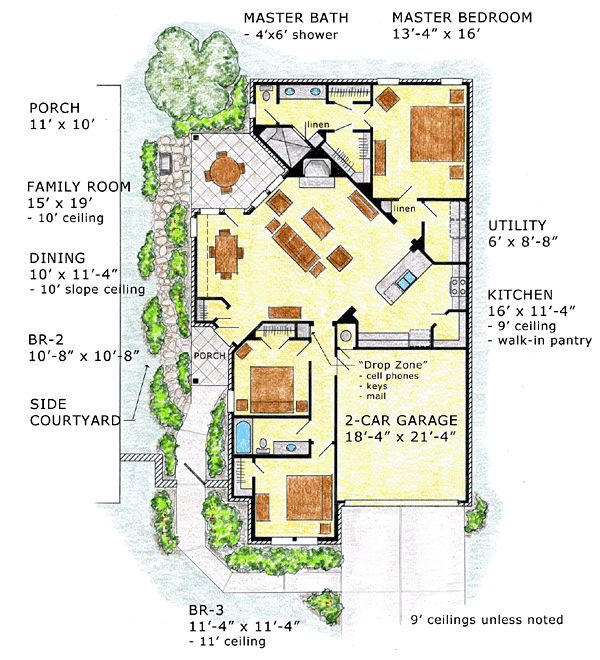 Larry W Garnett Home Design Part - 37: First Floor Plan Of European Ranch Traditional House Plan 56572 1730 Sq Ft