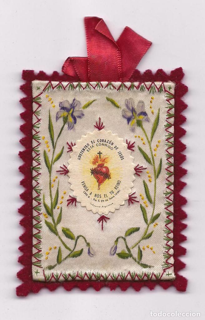Antiguo Escapulario Bordado Religioso Catolico Reliquia Scapular Sagrado Corazon Envio Gratis Sagrado Corazon Corazones Bordados Fieltro Manualidades