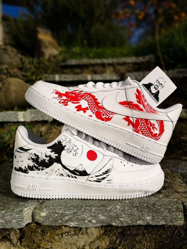 custom shoe Custom sneakers Nike Air Force 1 Red dragon The Great ... custom shoe Custom sneakers Nike Air Force 1 Red dragon The Great ...