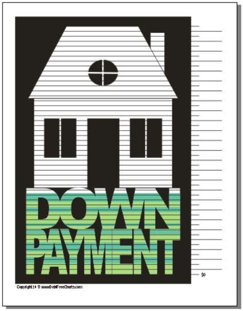 down payment debt free savings chart down payment printable debt free charts