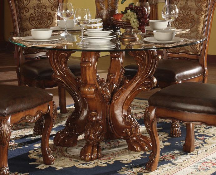 Acme Dresden Round Dining Table In Cherry 60010 Sets Glass Top Acme Dresden Round Dining Table In, Round Cherry Wood Dining Table