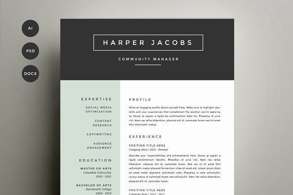 Resume Template 4 Pack | CV Template by Refinery Resume Co. on @creativemarket Professional printable resume / cv cover letter template examples creative design and great covers, perfect in modern and stylish corporate business design. Modern, simple, clean, minimal and feminine style. Ready to print us letter and a4 layout inspiration to grab some ideas. In psd, indd, docs, ms word file format.
