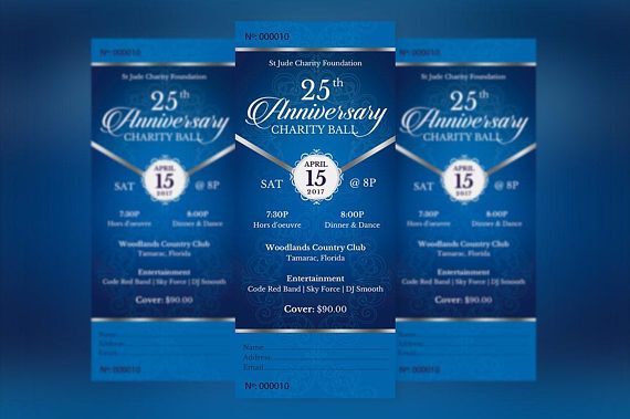 Blue Silver Anniversary Banquet Ticket Publisher Template is for any anniversary event that needs an elegant theme. The gala ticket is created with a deep blue background and highlighted with silver. In this package you’ll find 1 Publisher file. This template is a Microsoft Publisher template designed by Godserv to be edited with Microsoft Publisher 7 and higher. Once you have downloaded this template, use Microsoft Publisher to make edits. WHAT’S INCLUDED - 1– 3”x7 Blue Silver Anniversary ...