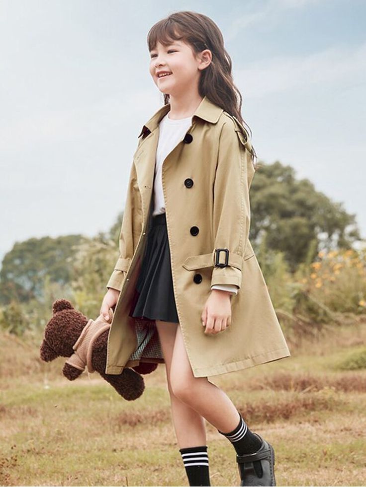 Toyszoom Autumn Kids Girls Khaki Long Trench Coats Baby Children Clot In 2022 Khakis Coat Clothes Kids Girls Khaki Long Trench Coats Baby, Trench Coat Baby Clothes