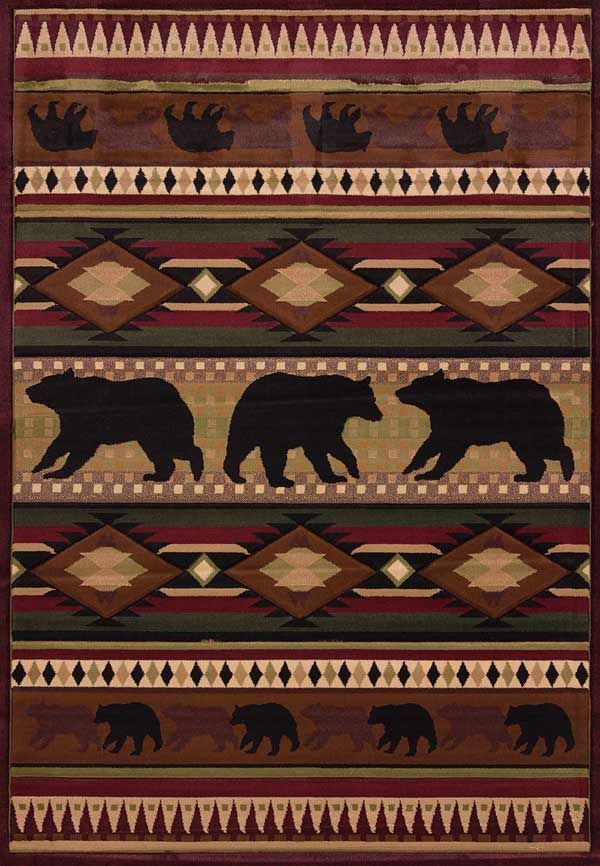 Native Bear Toffee Area Rug Western DecorRustic Native Bear Toffee Area Rug Western DecorRustic