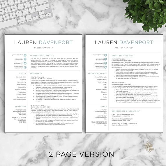 Stand out with this Modern Resume Template for Word & Pages: The Davenport • 1, 2 and 3 Page Resume Templates, Cover Letter, References, Social Media Icons, Resume Writing Guide • Instant Download - your files are available immediately after purchase . . . . . . . . . . . . . . .