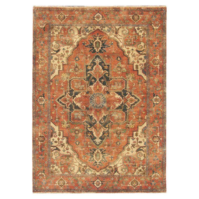 Serapi Oriental Hand Knotted Wool Orange Beige Area Rug Exquisite Rugs Beige Area Rugs Area Rugs