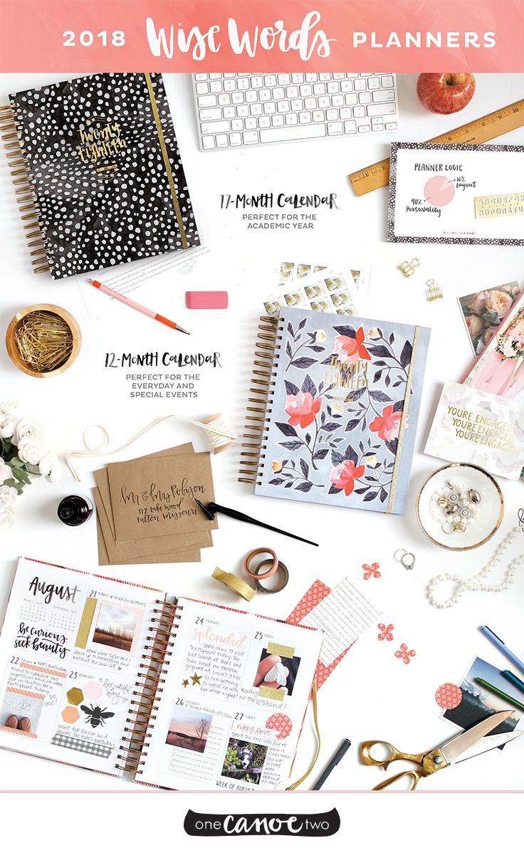 2018 Wise Words Planners from @1canoe2! These daily agendas will keep you organized all year long. Available in academic and standard year formats!
