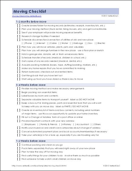 office relocation checklist excel