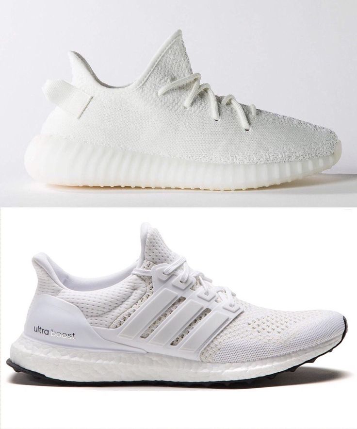 (Top: Yeezy Boost 350 Cream Bottom: Ultra Boost All White